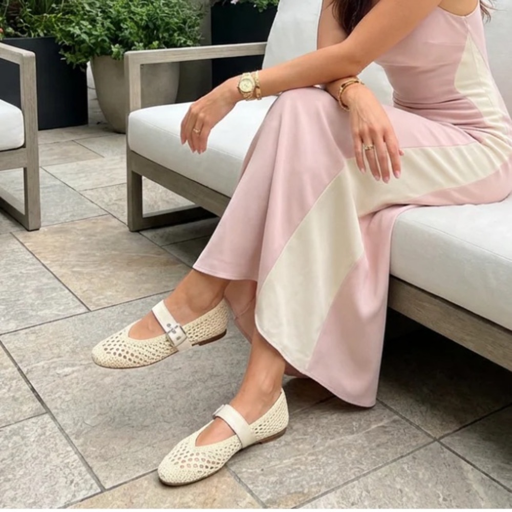 Woven Crochet Mary Jane Flats in Cream - Picture 8 of 8